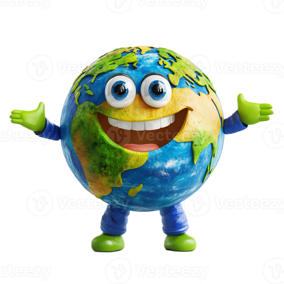 Cheerful Eco-Friendly Globe Character Promoting Environmental Conservation png