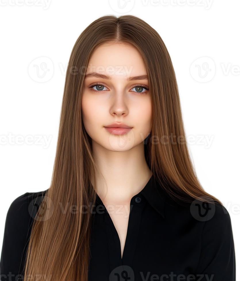 Captivating Portrait of a Sophisticated Young Woman with Elegant,Feminine Style png