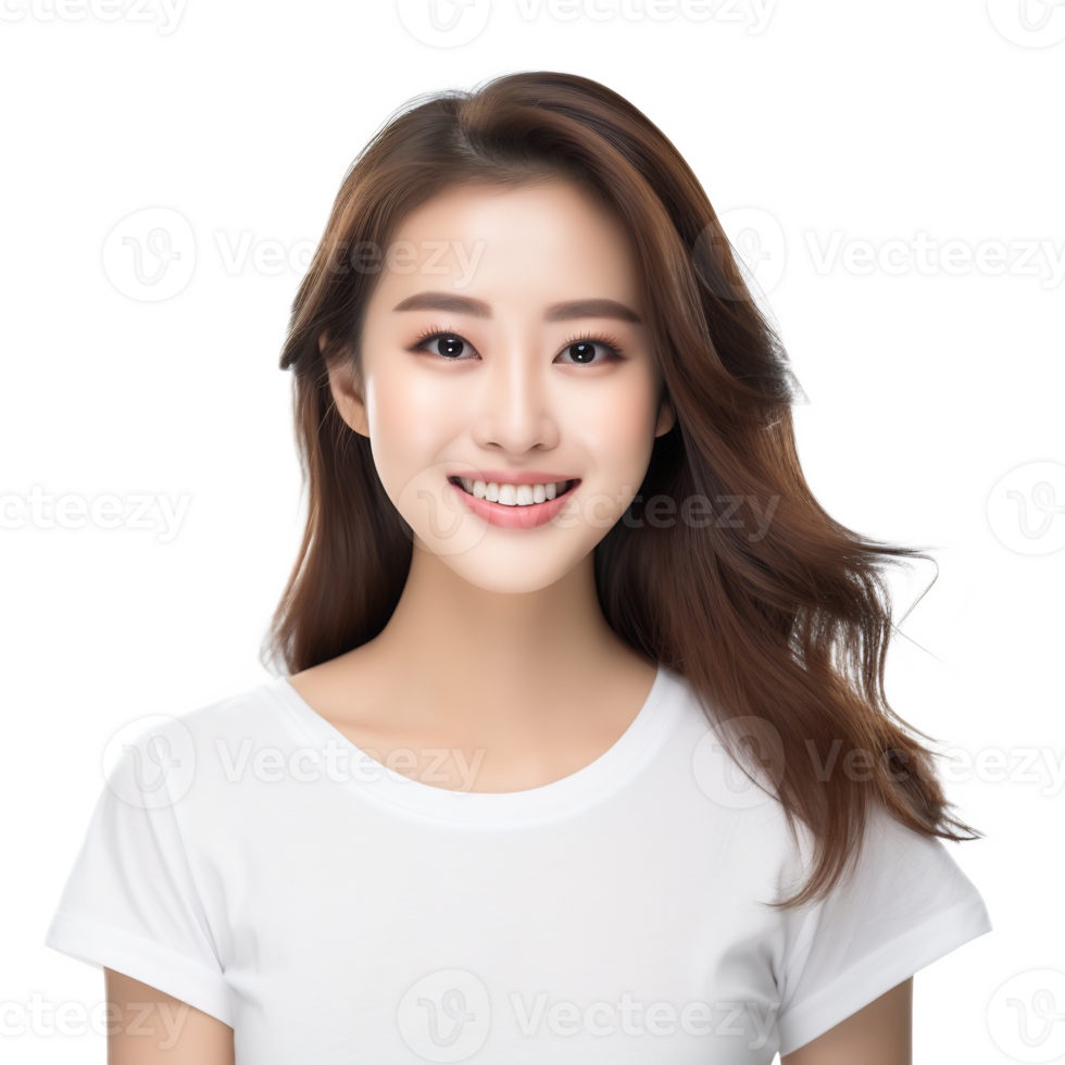 Cheerful Caucasian Woman with Healthy Smooth Facial Skin Smiling Joyfully in Studio Setting png