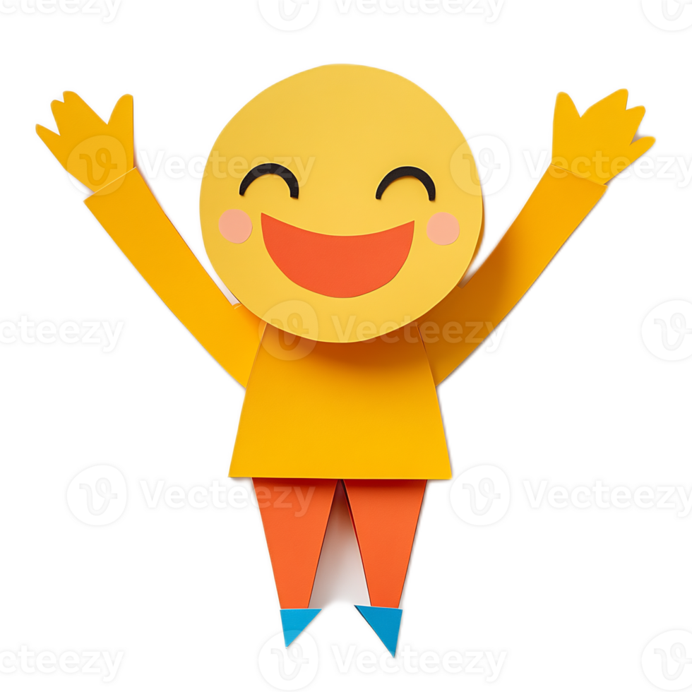 Cheerful Papercraft Character Expressing Enthusiasm and Joy png