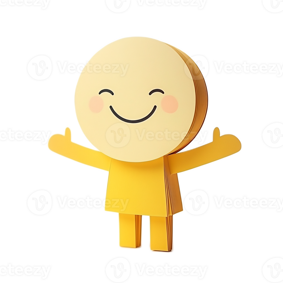 Cheerful Papercraft Character with Welcoming Gesture in 3D Digital png