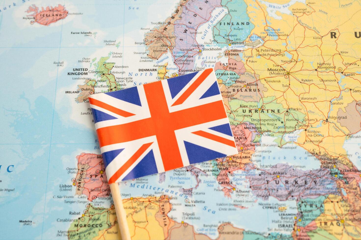 Bangkok, Thailand November, 2025 UK United Kingdom flag on world map. photo