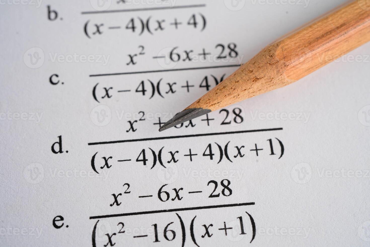 Pencil on mathematic formula exercise photo