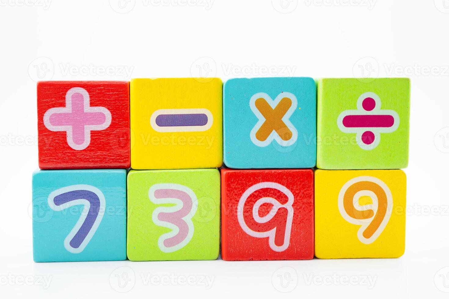 Number wood block cubes for learning photo
