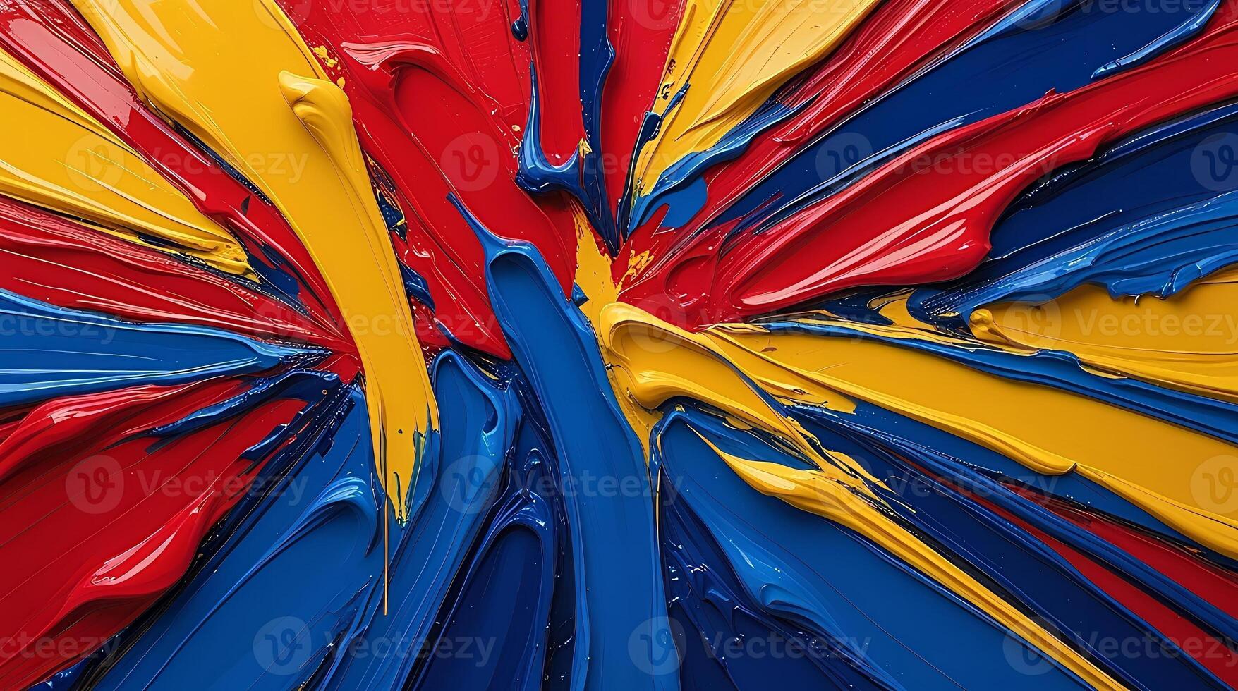 Vibrant Paint Brushstroke Textures Thick Layered Primary Colors in a Bold Abstract photo