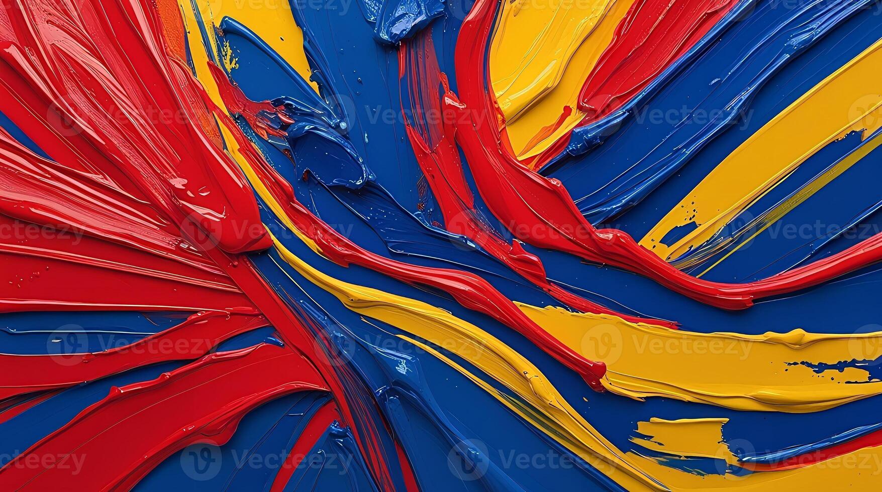 Vibrant Paint Brushstroke Textures with Thick Layered Primary Colors in a Bold Abstract photo
