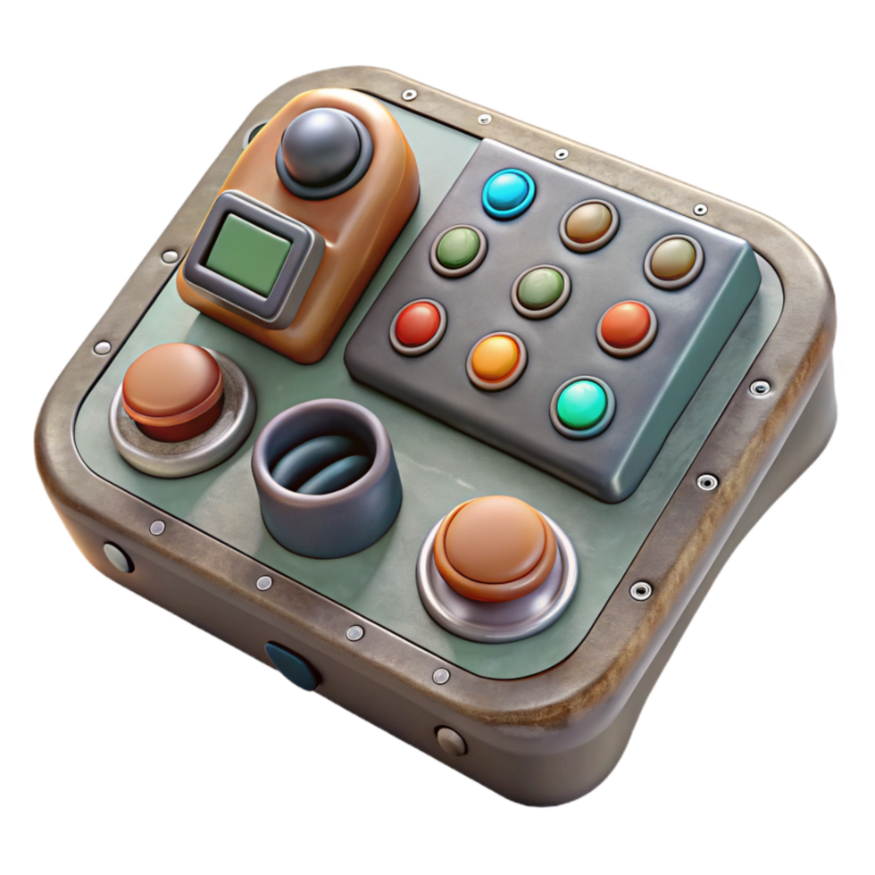 impressive classic Spacecraft Control Panel Cutout with Buttons and Dials genuine png