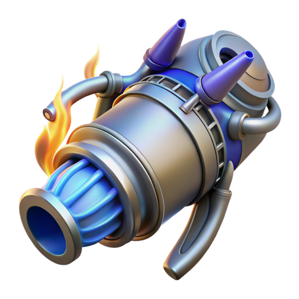 elegant creative Spacecraft Engine with Exhaust Plume Cutout with Blue Flames high resolution png