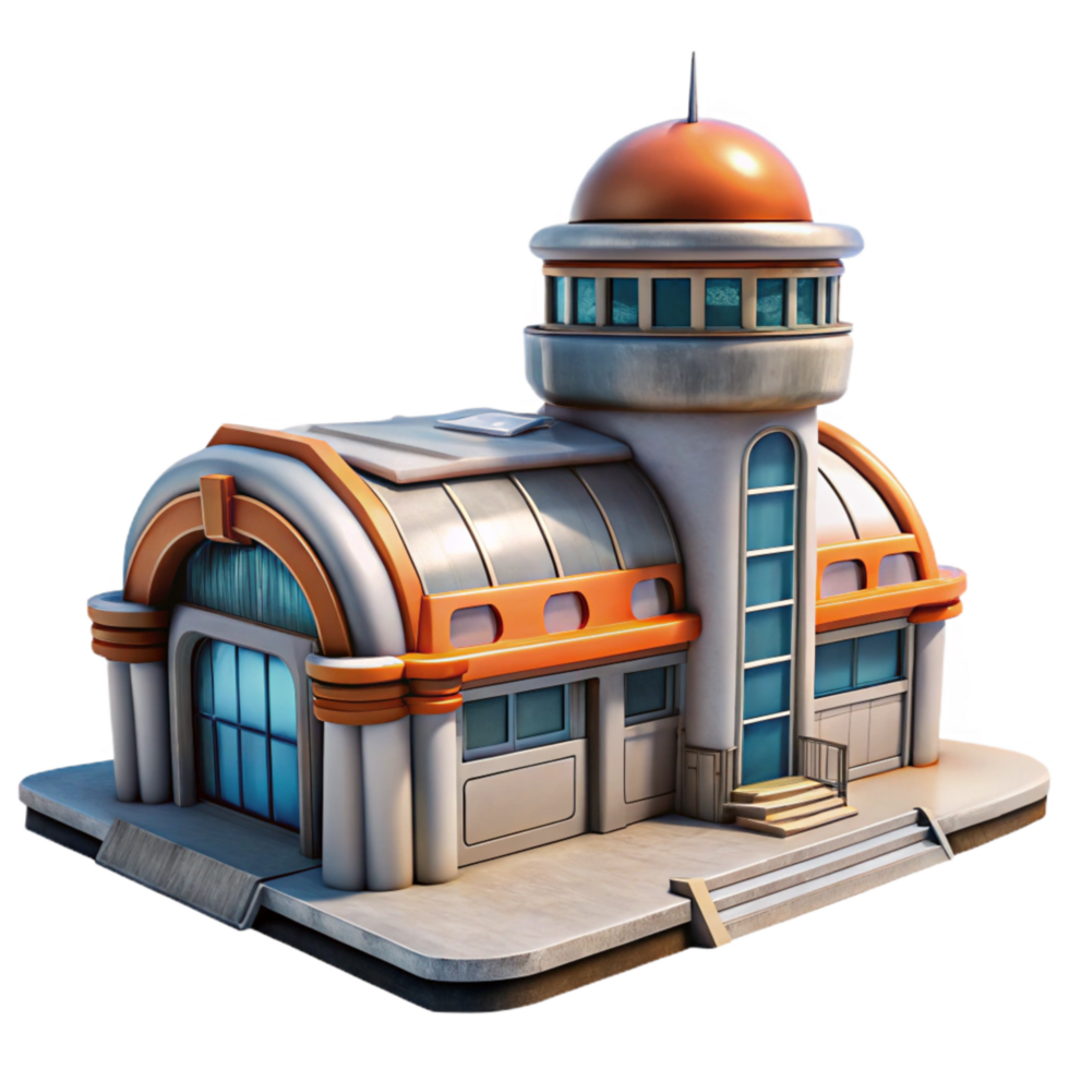 serene modern Spaceport Terminal Exterior View Cutout original png