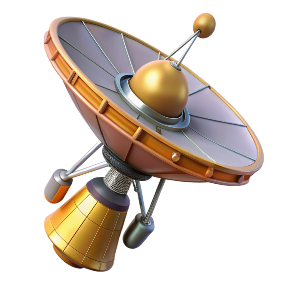 extraordinary rustic Space Probe with Antenna Cutout on Transparent Background detailed png