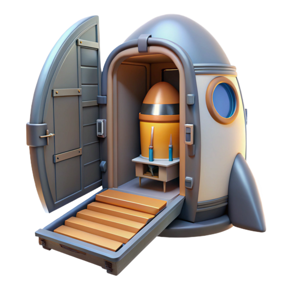 vibrant minimalist Space Shuttle Cargo Bay Door Open Cutout with Payload Visible original png