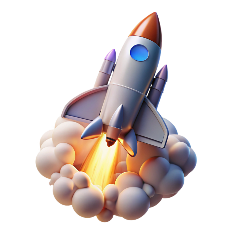impressive creative Space Shuttle Launch Bright Plume Transparent Background high quality png