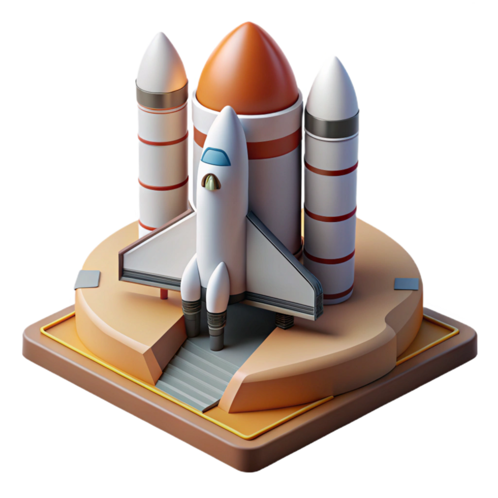 vibrant abstract Space Shuttle Launch Pad Cutout with Ground Crew high resolution png