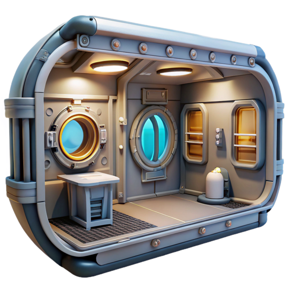 wonderful vintage Space Station Interior Module Cutout with Lighting Detail authentic png