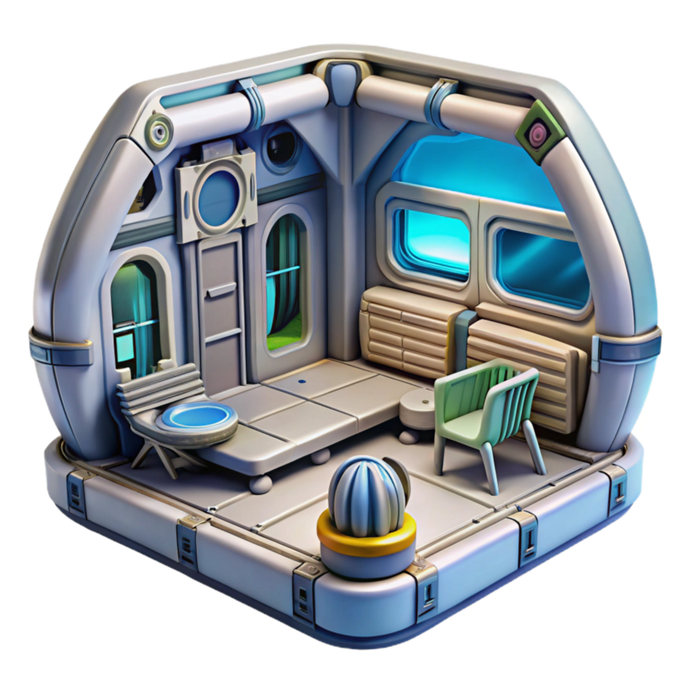 vibrant contemporary Space Station Interior View Cutout high quality png