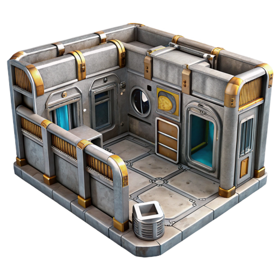 beautiful classic Space Station Modular Section Cutout with Metallic Texture professional png