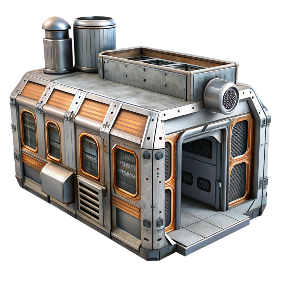 wonderful modern Space Station Modular Section Cutout with Metallic Texture high resolution png