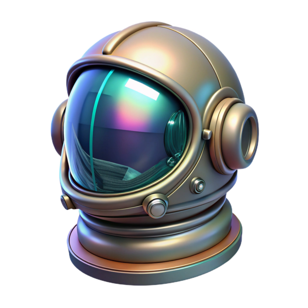 serene abstract Space Suit Helmet with Visor Down Cutout on Transparent Background genuine png