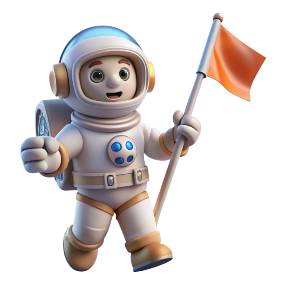 impressive rustic Spacewalk Astronaut Holding Flag Transparent Background high resolution png