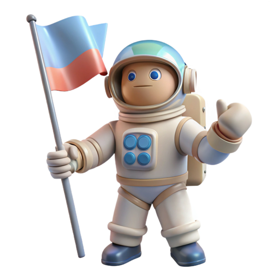 beautiful abstract Spacewalk Astronaut Holding Flag Transparent Background professional png