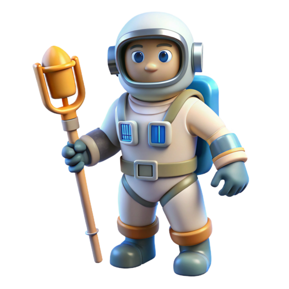 vibrant traditional Spacewalk Astronaut Holding Tool Transparent Background detailed png