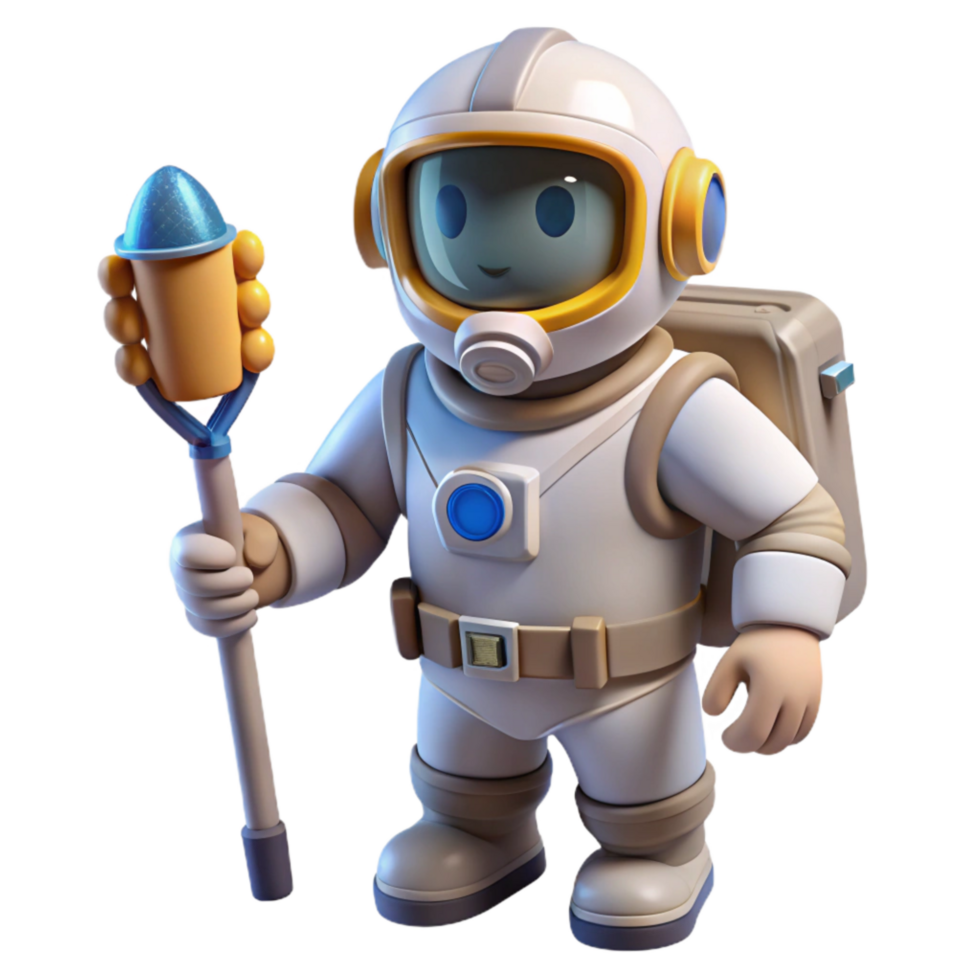 elegant modern Spacewalk Astronaut Holding Tool Transparent Background authentic png