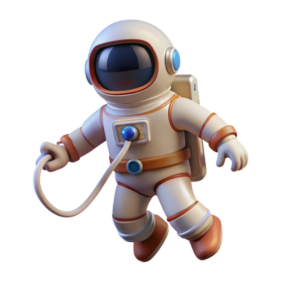 impressive contemporary Space Walk Transparent Background with Tethered Astronaut authentic png