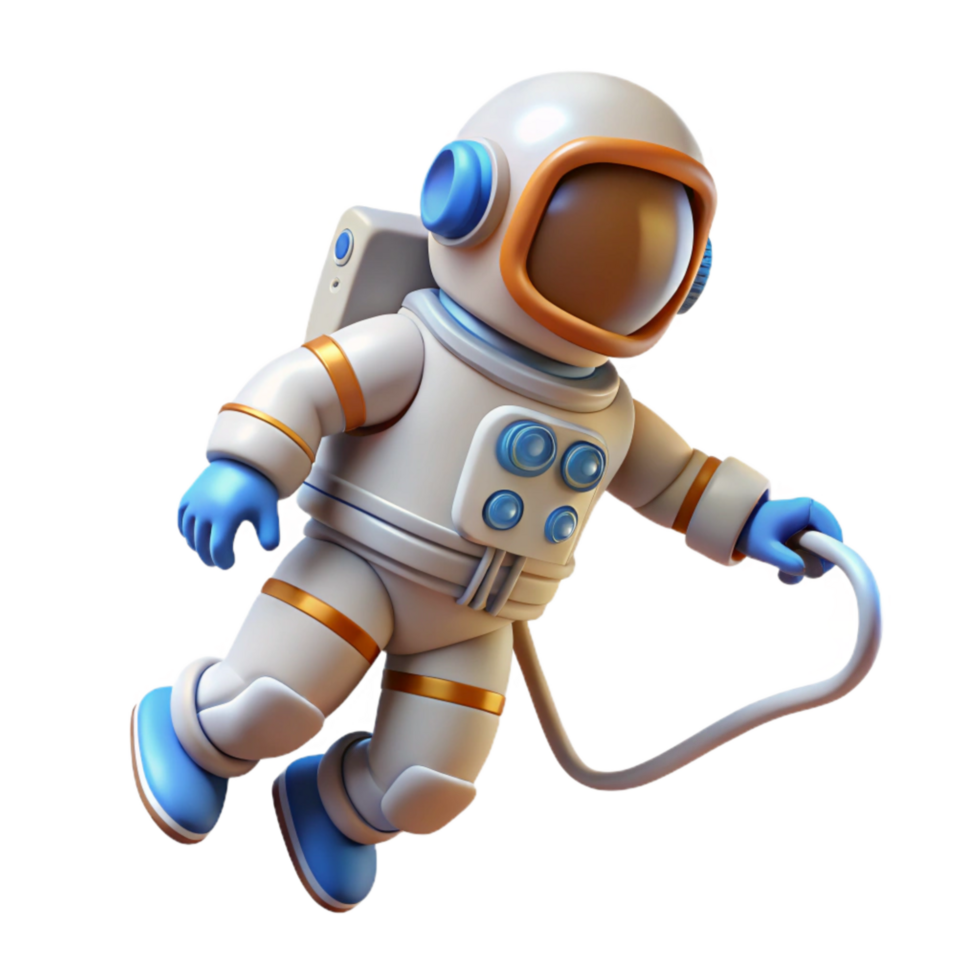 dramatic rustic Space Walk Transparent Background with Tethered Astronaut genuine png