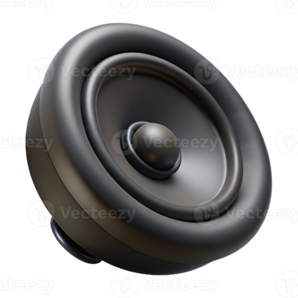 dramatic creative Speaker Black Matte Finish Isolated with Perspective Angle professional png