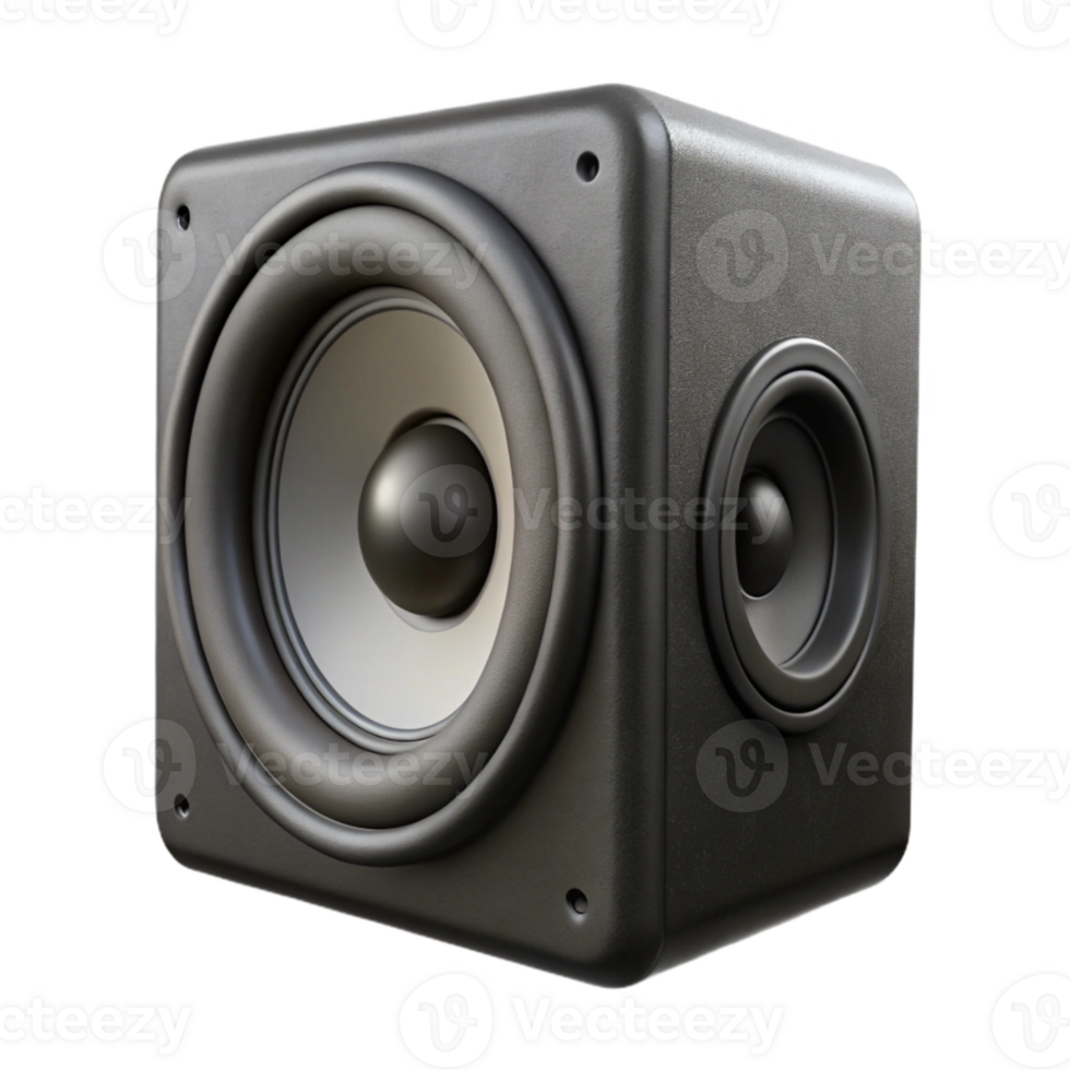 vibrant minimalist Speaker Black Matte Finish Isolated with Perspective Angle high quality png