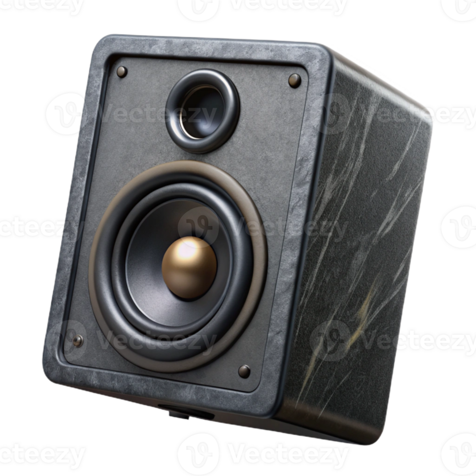 extraordinary modern Speaker Black Matte Finish Isolated with Perspective Angle detailed png