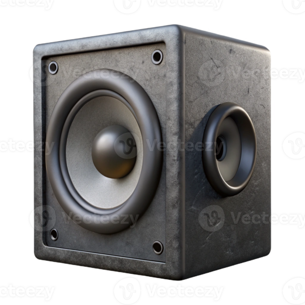 extraordinary minimalist Speaker Black Matte Finish Isolated with Perspective Angle exclusive png