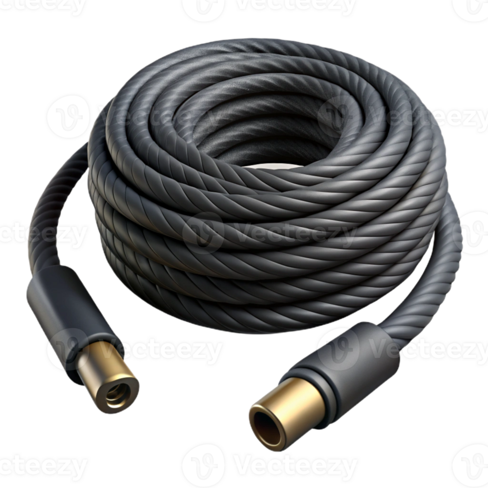 elegant vintage Speaker Cable Coiled Black Isolated png