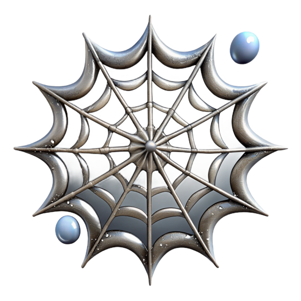 magnificent rustic Spider Web with Dew Drops Transparent Background Cutout genuine png