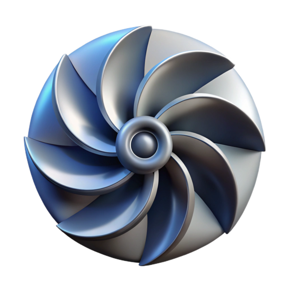 beautiful minimalist Spinning Turbine Blades Close Up Cutout with Radial Blur high quality png