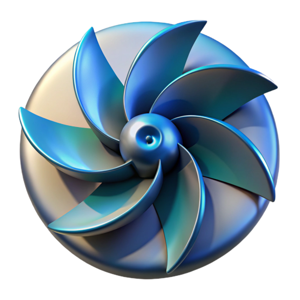 serene traditional Spinning Turbine Blades Close Up Cutout with Radial Blur genuine png