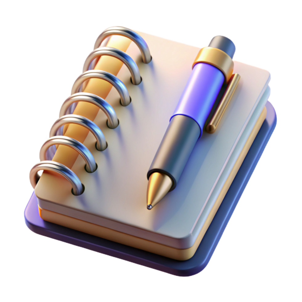 dramatic traditional Spiral Notebook with Pen Top View Cutout genuine png