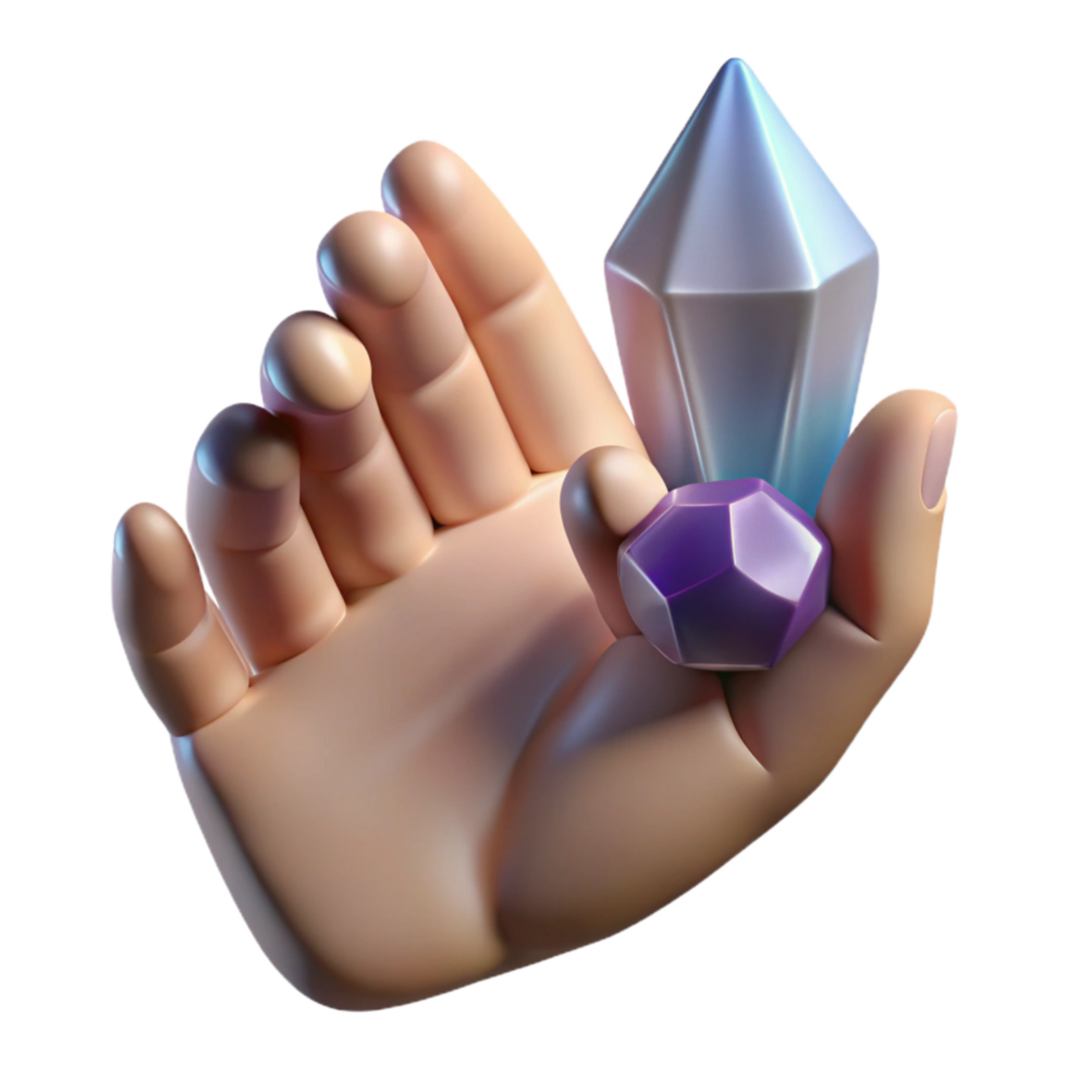 impressive creative Spiritual Hand Gesture Holding Crystal Isolated premium png