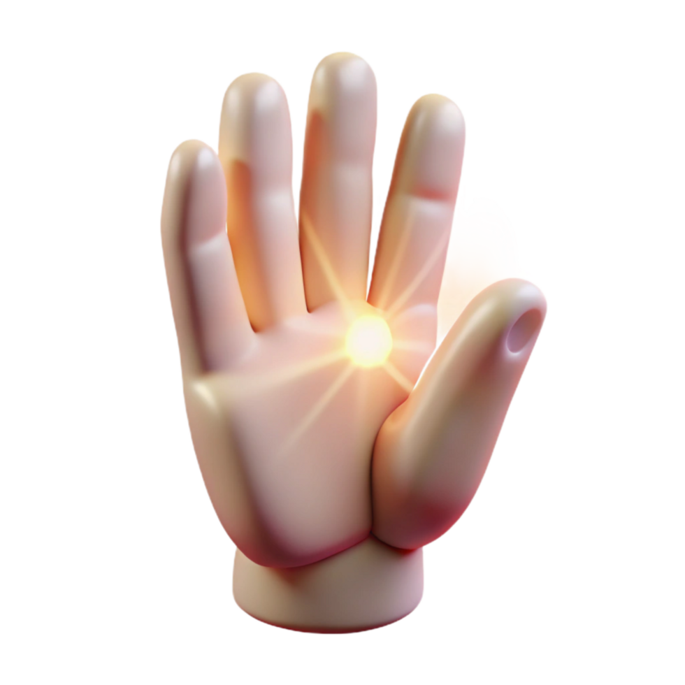 elegant classic Spiritual Hand Gesture with Light Cutout on Transparent Background authentic png