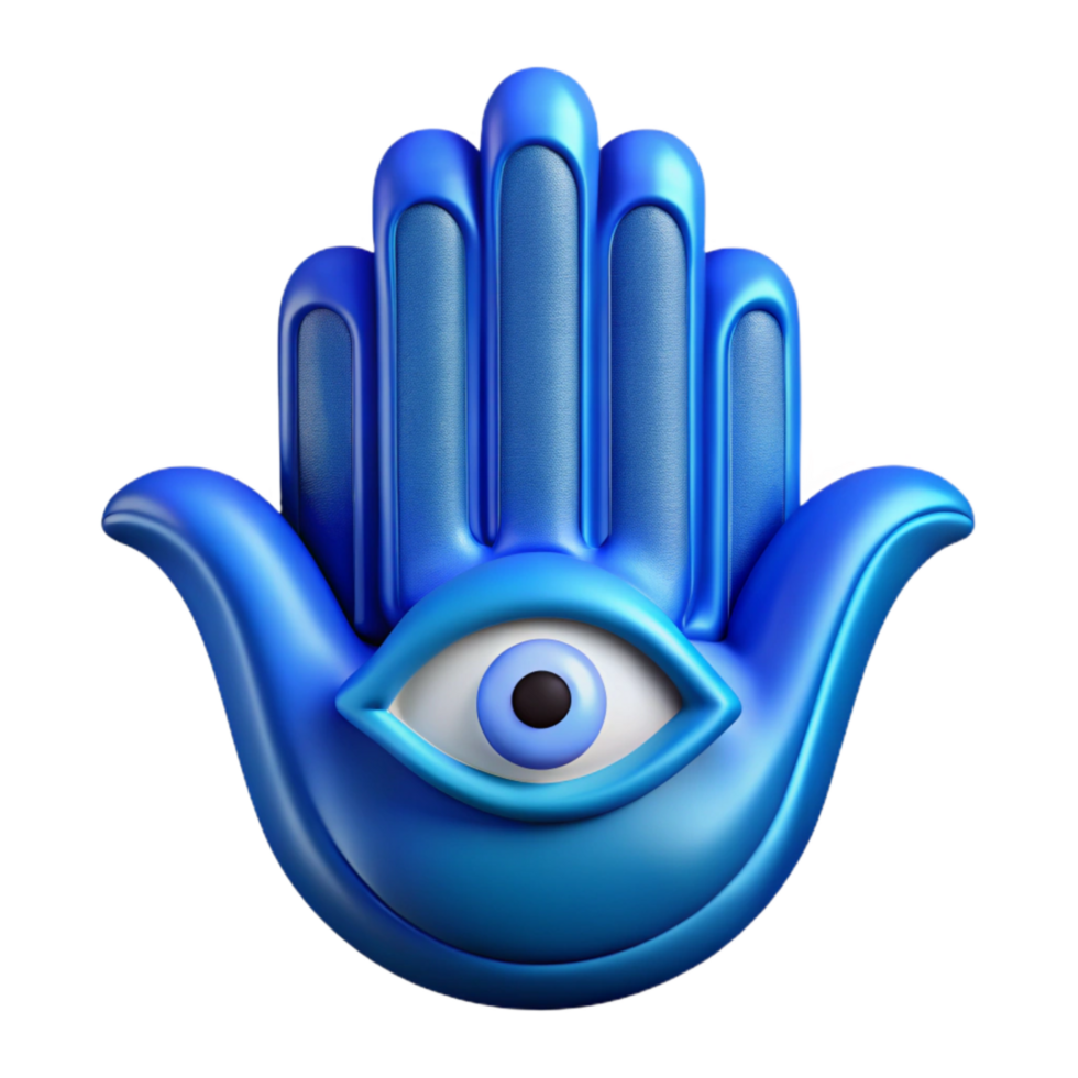 extraordinary minimalist Spiritual Symbol Hamsa Hand Blue Cutout png