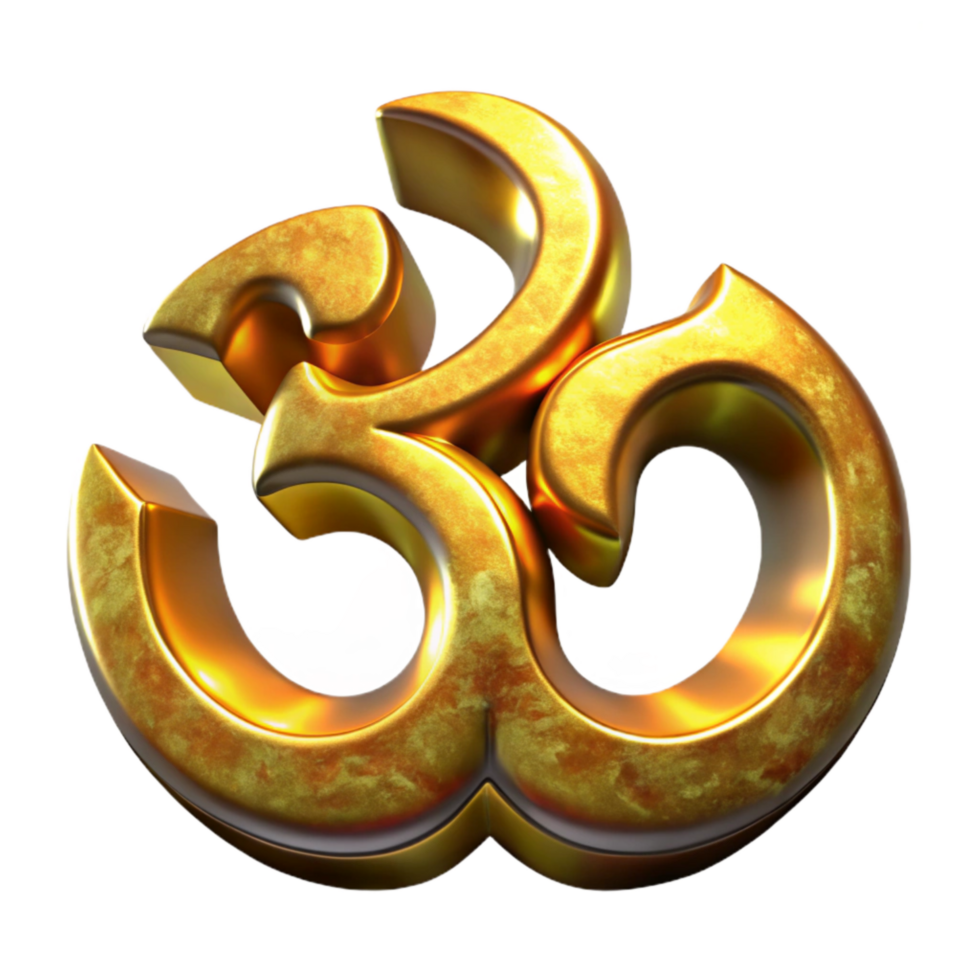 beautiful abstract Spiritual Symbol Om Golden Glow Cutout png