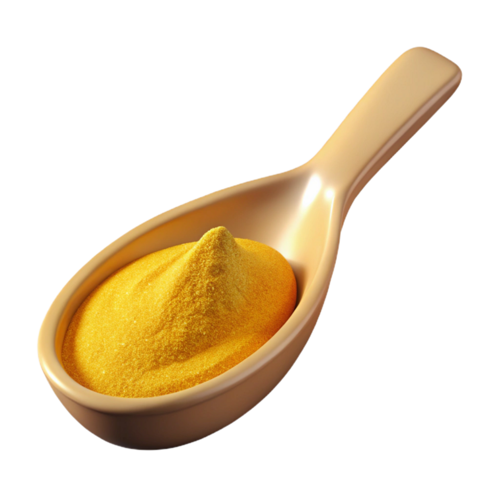 serene creative Spoonful of Turmeric Powder Bright Yellow Cutout authentic png