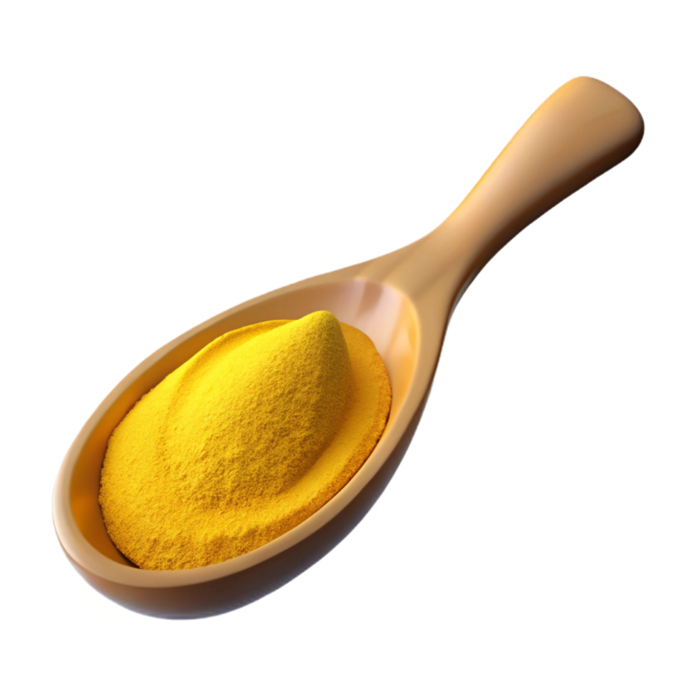 vibrant minimalist Spoonful of Turmeric Powder Bright Yellow Cutout premium png