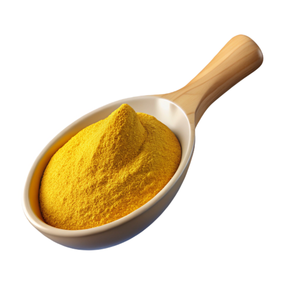 dramatic rustic Spoonful of Turmeric Powder Bright Yellow Cutout exclusive png