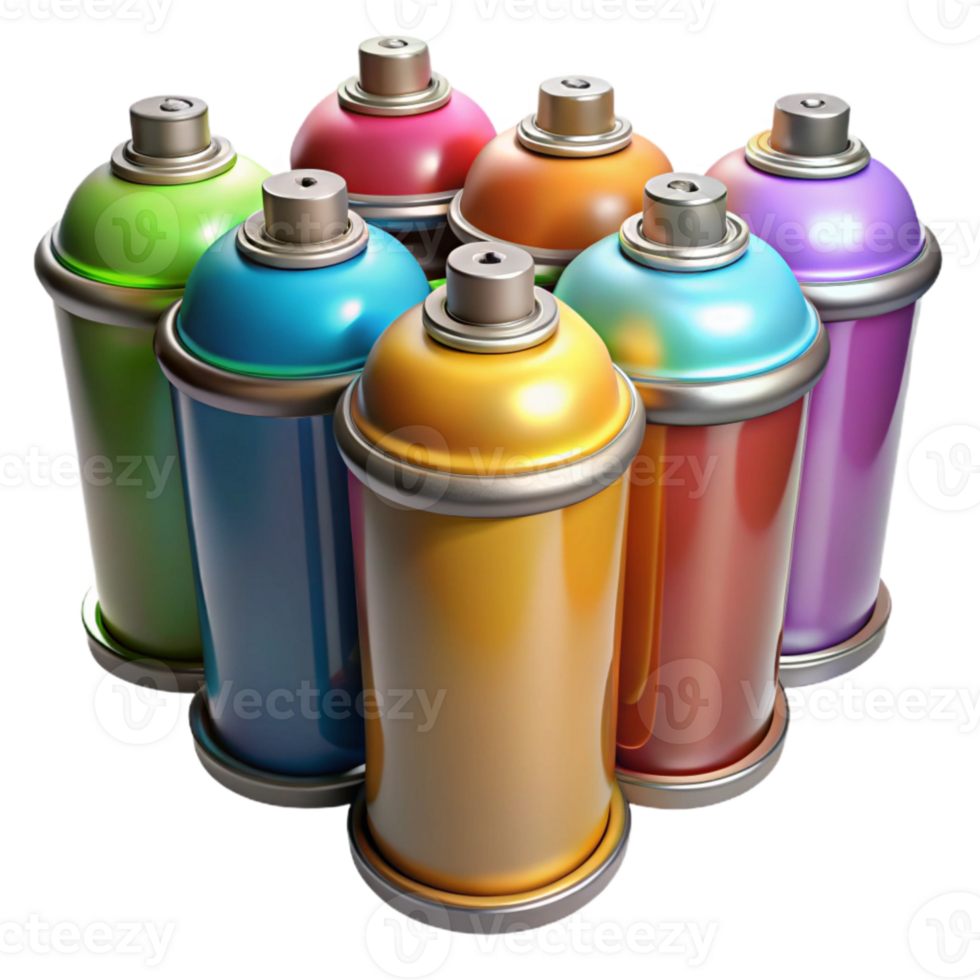 impressive modern Spray Paint Can Row Multicolor Isolated on Transparent Background exclusive png