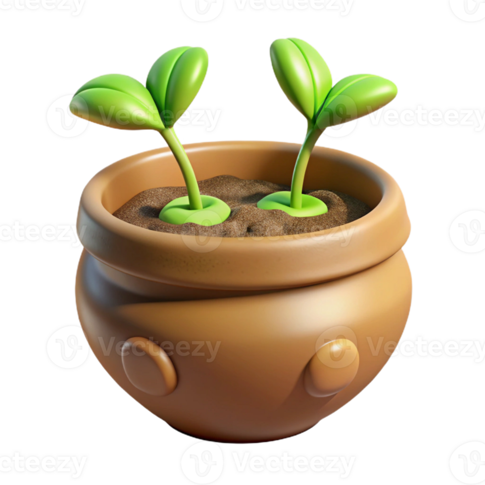 magnificent contemporary Sprouting Seeds in Pot Isolated Cutout premium png