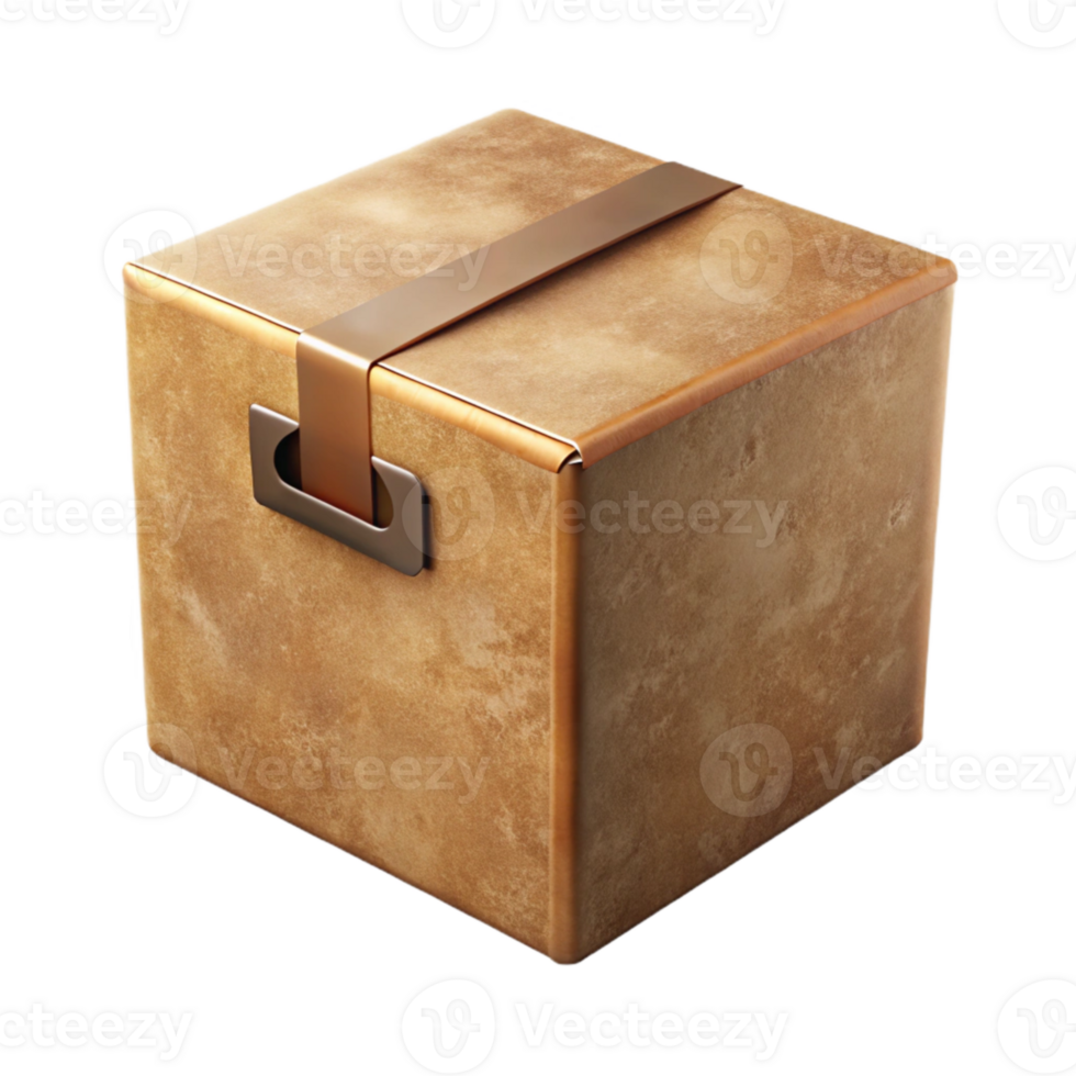 serene traditional Square Cardboard Box with Open Lid Transparent Background detailed png