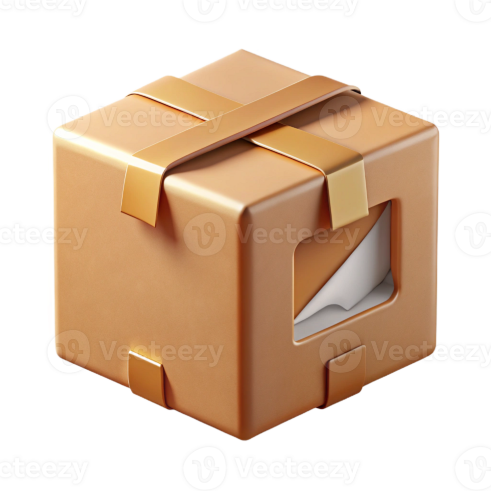 impressive rustic Square Cardboard Box with Open Lid Transparent Background premium png