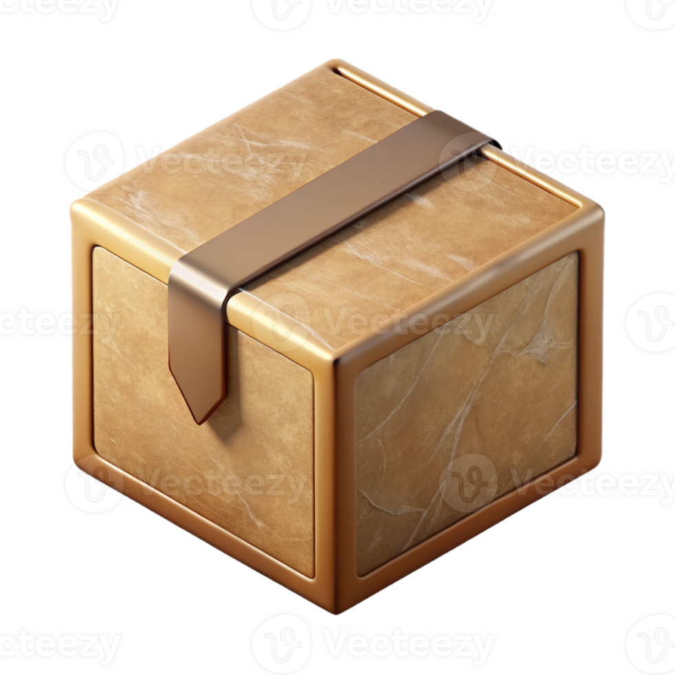dramatic minimalist Square Cardboard Box with Open Lid Transparent Background authentic png