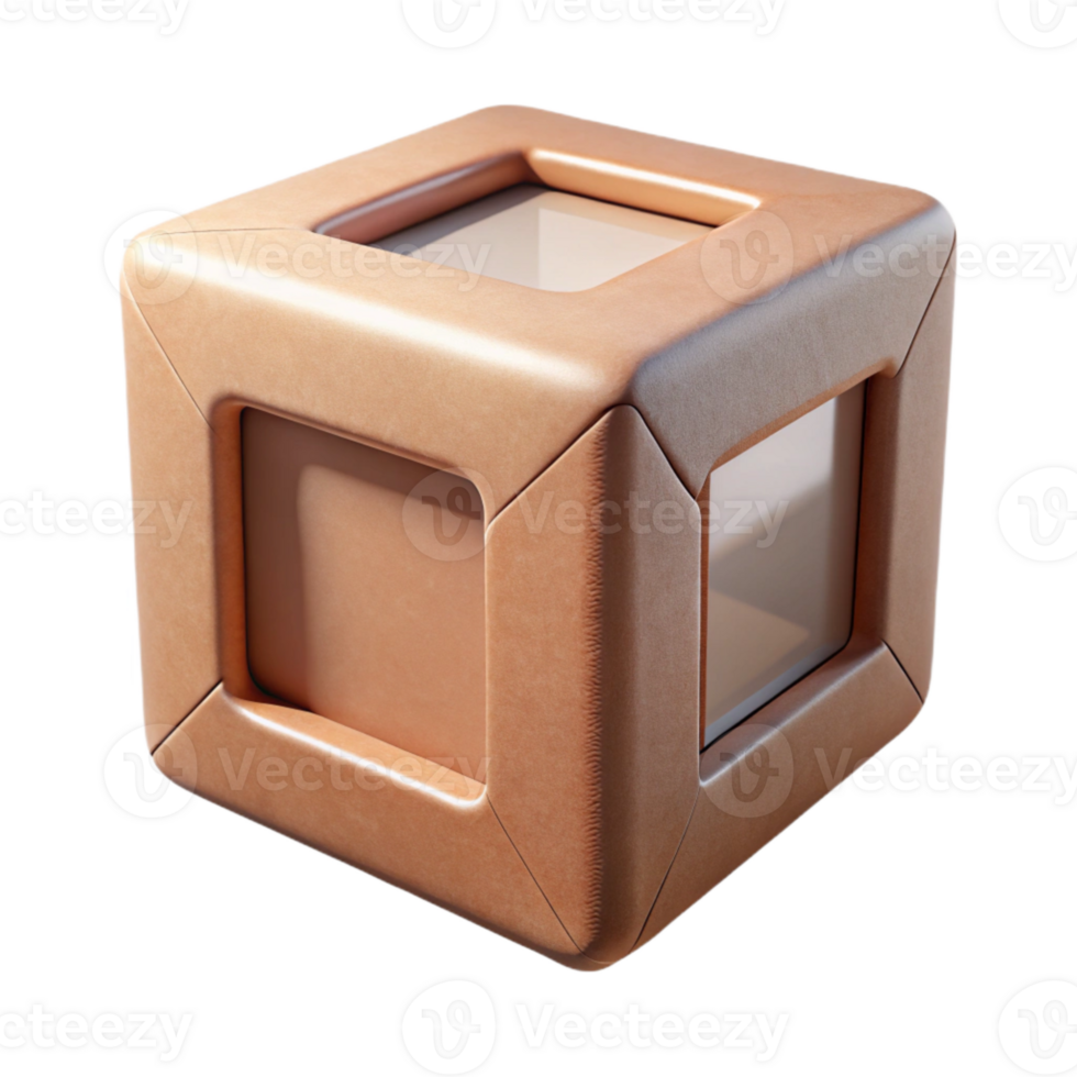 extraordinary rustic Square Cardboard Box with Open Lid Transparent Background high resolution png